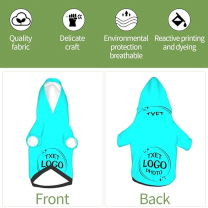 Personalized Dog Hooded Sweatshirt Pet Sweatshirt Design Custom Picture Text Clothes for Small Dogs Cats Customized Puppy Apparel Gifts Cyan Pet Hoodies - color: Cyan, size: Small