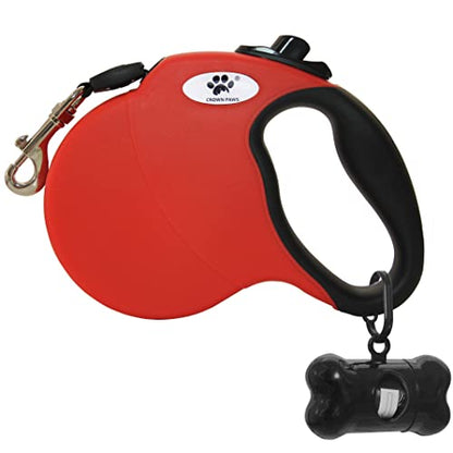 16 ft Retractable Dog Leash for Large Dogs up to 44 lbs,Tangle-Free Nylon Tape,Red M - color: red, size: Medium