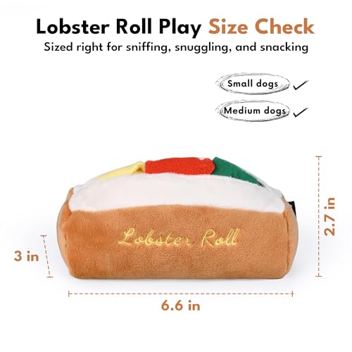CHEWFFON Lobster Roll Snuffle Dog Toys, Interactive Dog Puzzle & Enrichment Toy for Boredom, Plush Food Toy with Crinkle Paper, Scent Work Foraging for Small Medium Dogs - style: Lobster Roll