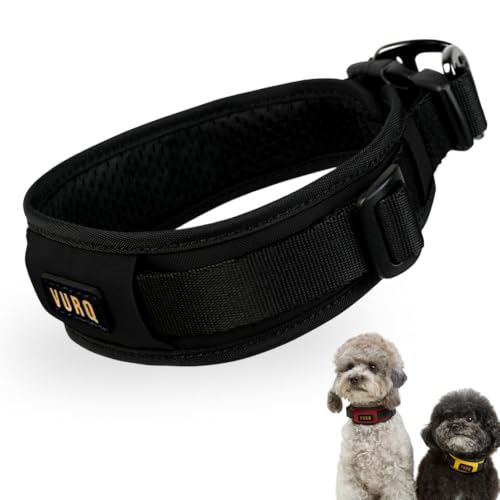 Padded Dog Collar for Large Medium Small Dogs, Wide Soft Lightweight Comfortable Fit, Adjustable Durable Dog Collar for Everyday Use – VURQ Comfort Collar (Black, Small) - color: Black, size: Small