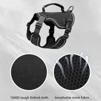 Tactical Dog Harness and Leash Set for Small Dogs - Military Puppy Vest Harness with Patches Vertical Handle Reflective Pet Harness for Walking Hiking Outdoor Training (Black, XXXS) - size: Xxxs