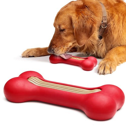 GoSports Pets PupsCream Frozen Dog Treat Holder - Dog Enrichment Fill and Freeze Bone Station - Helps Keep Dogs Busy - style: Large - Red