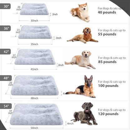 Vonabem Dog Bed, Extra Large, Plush Soft Pet Beds for XL Dogs, Crate Pad, Washable, 41L x 27W x 2H Inches, 100 lbs Capacity, Grey - color: Grey, size: 41.0"L x 27.0"W x 2.0"Th