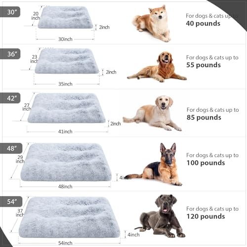 Vonabem XXXL Dog Bed Washable, Large Waterproof Pet Bed with Removable Cover, Jumbo Dog Crate Bed 54 inch, Soft Plush Pet Beds, Anti Anxiety Kennel Pad Grey - color: Grey, size: 54.0"L x 37.0"W x 3.5"Th