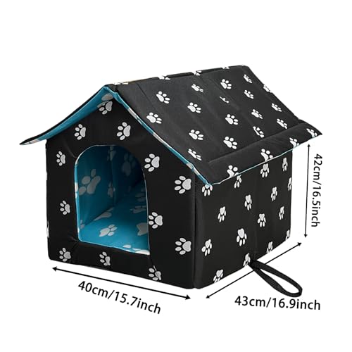 Soft Waterproof Dog House with Pad Pets Foldable Cool Cave Sleeping Bed for Dogs Cats Hamster Small Animal House All Weather Black - color: Black