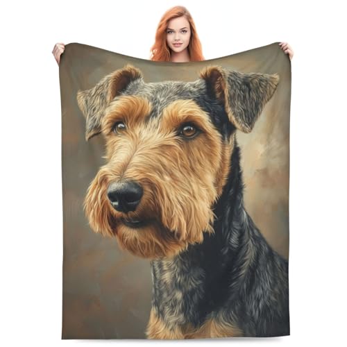 Airedale Terrier Blanket Gifts for Women Men Adults Dog Lovers, Animal Plush Fleece Throw Blankets, Cozy Soft Warm Bedding Decor for Sofa Living Room Travel 40"x50" - color: Airedale Terrier, size: 40"x50"