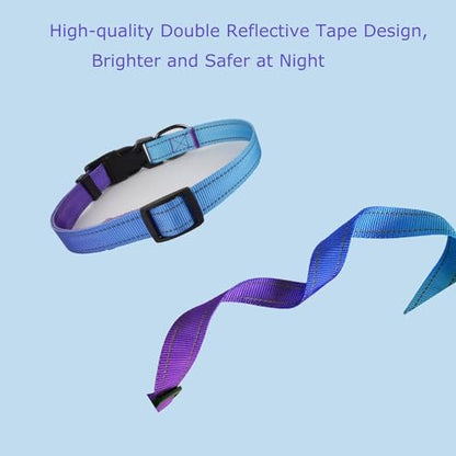 Roses&Poetry Reflective Dog Collar with Gradient Violet, Adjustable Durable Pet Collars for Small Medium Large Dogs (Violet-S) - color: Golden,Violet,Purple, size: S
