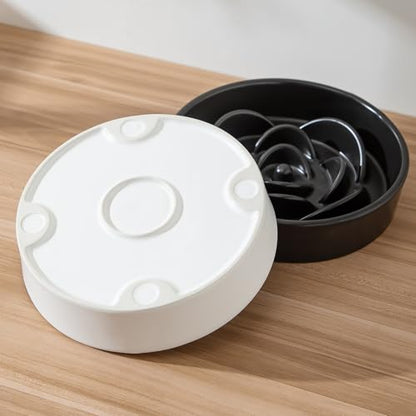 8.25'' Ceramic Slow Feeder Dog Bowls - Petal Shape Modern Dog Food Dish for Medium and Large Breeds, Puzzle Maze Bowl to Slow Down Eating, Anti-Gulping, Dishwasher & Microwave Safe, White - color: White, size: 8.25 inch