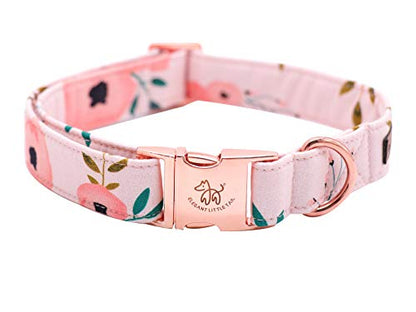 Elegant little tail Dog Collar with Bow, Comfotable Dog Bowtie, Bowtie Dog Collar Adjustable Dog Collars for Small Medium Large Dogs and Cats - color: pink flower, size: Small (Pack of 1)