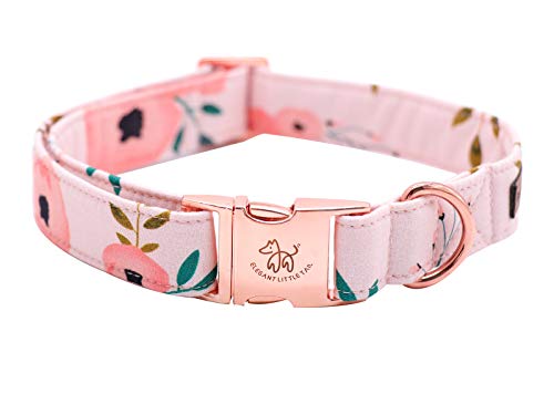 Elegant little tail Dog Collar with Bow, Comfotable Dog Bowtie, Bowtie Dog Collar Adjustable Dog Collars for Small Medium Large Dogs and Cats - color: pink flower, size: X-Small (Pack of 1)