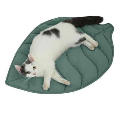 Letalong 30 X 20 Inch Leaf Shaped Cotton Cat Bed Pad, Warming Cat Mat, Pet Warming Pad for Cats, Warmer Mat for Feral and Indoor Cats, 2025 Enlarged and Thickened Leaf Beds - color: Green-01