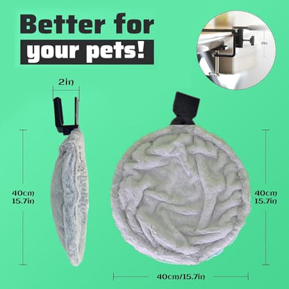Round Cat Desk Bed, Space-Saving Elevated Pet Hammock for 40lbs Cats & Kittens, All-Season Office Workspace Cat Bed, Sturdy Desk-Mounted Seat with Washable Breathable Fabric, 360 View - color: Flannel-Gray