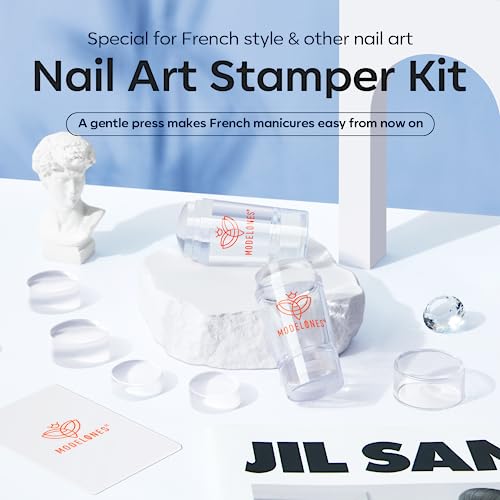 modelones French Tip Tool- 6 Pcs Nail Stamp French Manicure Kit Suitable for DIY Together with Gel Nail Polish Art Tips Printing Tool Kit - color: A 6PCS Nail Stamper kit