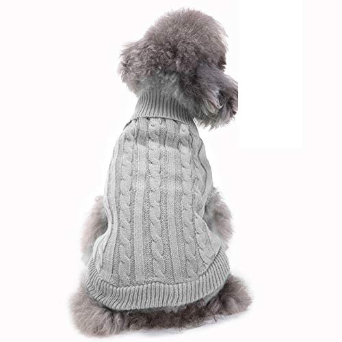 Warm Classic Turtleneck Pet Sweater - Cute Winter Coat for Small, Medium & Large Dogs & Cats - Christmas Sweater for Girls & Boys - color: Grey, size: XX-Small