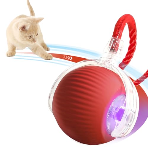 Interactive Cat Toys for Indoor Cats, Rechargeable 360° Automatic Moving Cat Toy for Bored Indoor Adult Cats, 2025 Upgraded Chase Motion Activated Kitten Toys - Red - color: Red