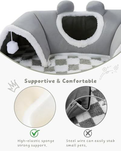 Extra large Guinea Pig Hideout Tunnel, 3-Cave Small Animal Tunnel for Play Tube Toys Mat, Pet Tunnel for Dwarf Rabbits Bunny Chinchillas Hamsters Hedgehogs Ferrets, Brown, 22.05" × 16.14"× 5.51"