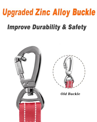 AUBELL Tactical Dog Leash Heavy Duty,4-6ft Reflective Strong No Pull Bungee Leash for Medium Large Dogs with Comfortable Padded Double Handle,Car Seat Belt,360 Degree Rotating Carabiner,Red - color: M/L-Red(4-6FT)