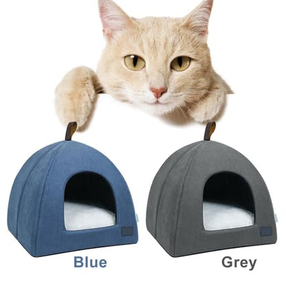 Zerone Pet Tent, Foldable Cat Bed Breathable Cat House Indoor Pet Tent Dog Bed with Mat (M) - color: Blue, size: M