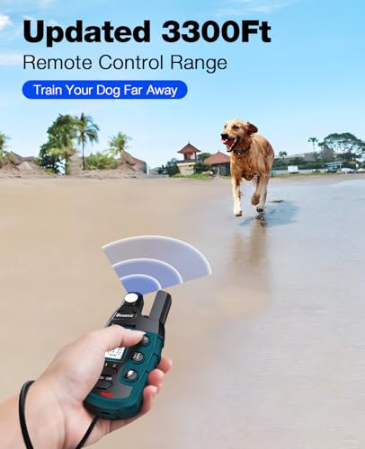 Bousnic Dog Shock Collar - 3300Ft Training Collar with Remote for 5-120lbs Small Medium Large Dogs Rechargeable Waterproof e Collar with Beep (1-8), Shake(1-16), Safe Shock(1-99) Modes (Black) - color: Black