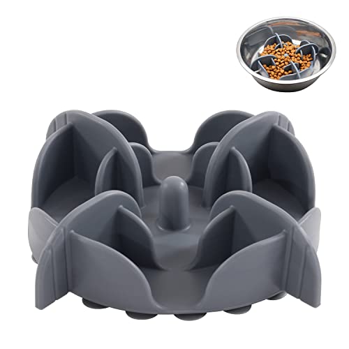 Jaoul Slow Feeder Insert for Small Dogs, Silicone Pet Feeder Accessory with Dividers & Suction Cups, Dishwasher Safe, 5x5 inches, Grey - color: Grey, size: Cuttable(Small)