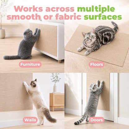 Best Pet Supplies Catify Cat Scratcher, Fun Interactive Scratchers, Posts, Poles, Claw Safe, Furniture Saver Indoor Play Support Natural Cat Behaviors Heavy Duty - Beige, 39.4 x 15.8 - color: Beige Mat - 39.4 x 15.8"