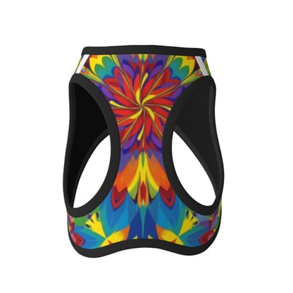 Adjustable Cat Dog Harness Vest, Spiral Tie Dye Abstract Rainbow Swirl Art, Breathable No Pull Escape Proof Design, Universal Fit for Puppies Cats Training - color: Style (522), size: Large