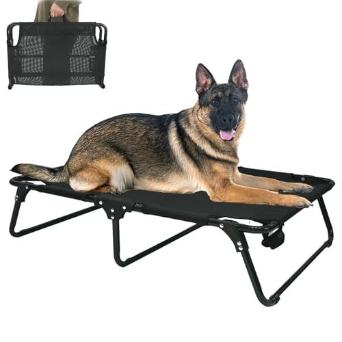 Elevated Cooling Dog Cot Pet Bed with Breathable Mesh Folding No Assembly Indoor/Outdoor Pet Hammock Bed Raised Dog Cots Beds Multiple Sizes for Small Meduim Large Dogs - size: X-Large