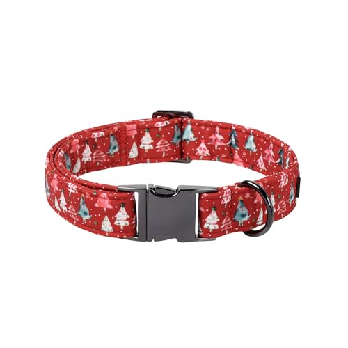 Lionet Paws Chirstmas Dog Collar,Cute Colorful Christmas Tree Dog Collars with Metal Buckle for Female Dogs, Red Winter Collar,XS, Neck 8-12 inches - color: Xmas Tree, size: X-Small (Pack of 1)