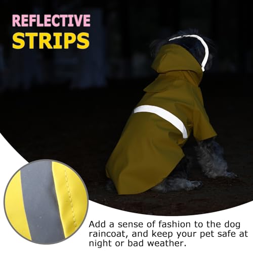 Dog Raincoat, Dog Rain,Water and Snow Proof Jacket with Hood, Leash Hole and Reflective Strap, Lightweight Puppy Clothes, Stylish Streetwear Outfit for Small Medium Dogs (Yellow, L) - color: Yellow, size: Large