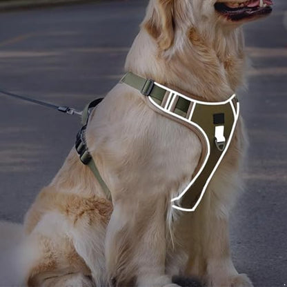 FEESHOW No Pull Escape Proof Dog Harness with Soft Padded Handle Breathable Reflective Vest for Medium Large Dogs Walking Khaki Small - color: Khaki, size: Small