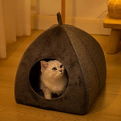 Eforcase Cat Cave Bed for Indoor Cats - Foldable House Tent With Removable Cushion Pad - Soft Enclosed Covered Pet Bed for Kittens - size: Small