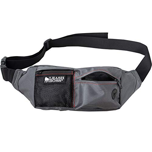 Leash Boss Dog Treat Pouch for Training | Training Treat Pouches for Pet Training | Treat Bag for Dog Training | Portable Kibble Snack Container for Pets | Fanny Pack Waist Belt Transport On The Go - color: Grey, size: Regular