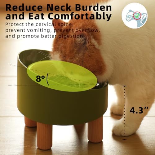 MS!MAKE SURE Cat Bowls, Adjustable Elevated Ceramic Cat Bowls with Anti-Slip Rubber Pad, Splash Guard, Lead & Cadmium Free, Whisker Friendly, for Puppies & Cats - 5.1" Wide, 295ML (10 oz), Pink-Green - color: SR-Pink Green