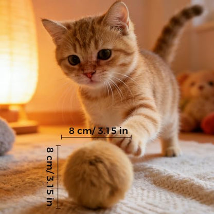 3 Pcs Rabbit Fur Ball Cat Toys, 2026 New Soft Cat Toy Rabbit Fur Ball, Washable Fluffy Catnip Toy Ball for Indoor, Interactive Fun to Chase Cat Exercise Ball for Hunting