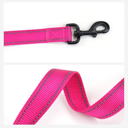 Wagtime Club Double Handle Dog Leash, 6ft Long Heavy Duty Dog Leash with Paded Traffic Handles for Extral Control and Training, Dual Handles Leads, Large Medium Small Dogs (Reflective Lively Pink) - color: Reflective Lively Pink
