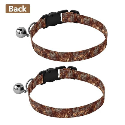 Flowing Brown Bronze Dog Collars for Small Dogs, 2 Pack Collar with Bell for Dog Puppy - color: Flowing Brown Bronze