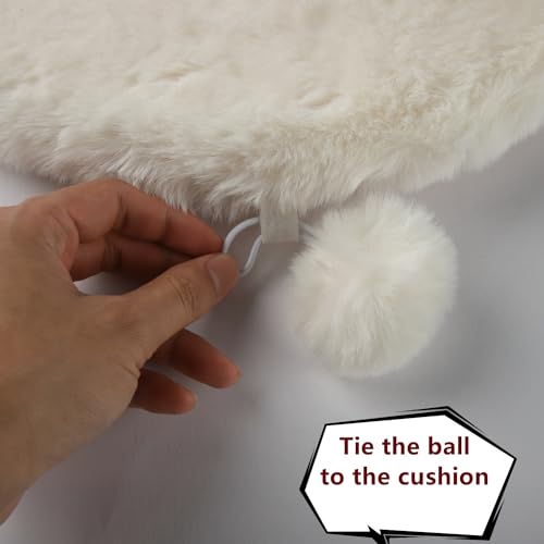 SHENGOCASE 2-Pack 12" Round Faux Rabbit Fur Cat Dog Bed Cushion Pad Mat, Cat Tree Tower Replacement Cushion Pad for Window Perch, Carrier House Cage Crate Kennel Furniture - color: Cream, size: 12"