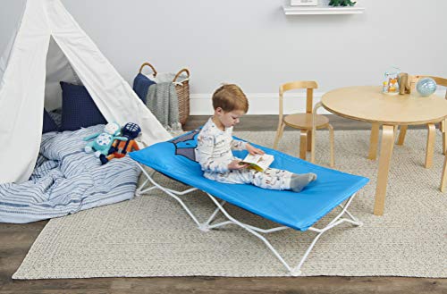 Regalo My Cot Pals Small Single Portable Toddler Bed, Raccoon, Blue, 48x24.5x9 Inch (Pack of 1) - color: Extra Long Blue