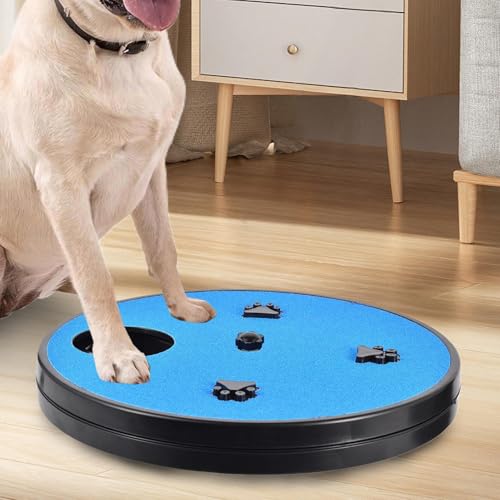 Adjustable Dog Nail Scratch Board with Treat Box 33x33x4cm Rotating Dog Nail Scratch Pad, Anti-Slip Interactive DogNail File Scratchs Pad, for Furniture Couch Floor Car Training Foraging - color: Blue