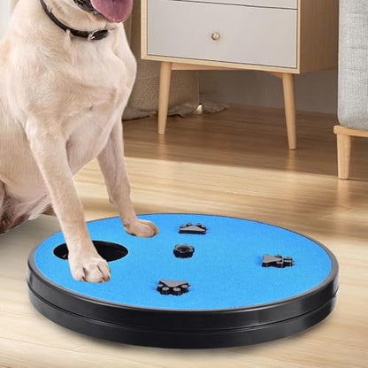Adjustable Dog Nail Scratch Board with Treat Box 33x33x4cm Rotating Dog Nail Scratch Pad, Anti-Slip Interactive DogNail File Scratchs Pad, for Furniture Couch Floor Car Training Foraging - color: Blue