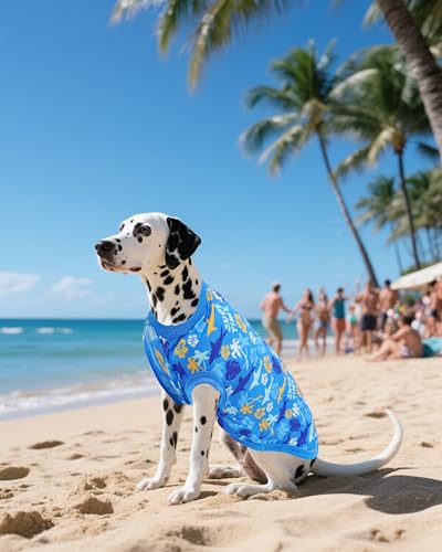 PET SHOW 4 Pack Dog Hawaiian Shirts for Large Dogs UPF 50+ UV Sun Protection Summer Cool Clothes Tank Top Floral Dog T-Shirts Pet Holiday Party Sleeveless Vest Boy Girl(XXX-Large) - size: XXX-Large