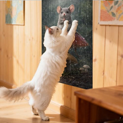 Cat Scratching Mat 15.3x23.6 Inches Polyester Synthetic Fiber, Mouse on Mushrooms in Rain Print, wall cat Scratcher, Scratch pad, Home Decor, Patio, Sunroom (2pcs) - color: TT21439-2pcs