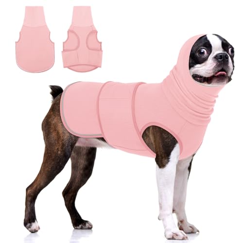Dog Calming Vest with Soft Ear Wrap, Breathable Dog Thunder Jacket with Adjustable Hook & Loop, Reflective Puppy Anxiety Relief Jacket for Fireworks, Thunder, Travel, Separation, Pink XS - color: Pink, size: X-Small