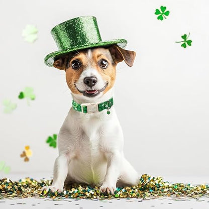 St. Patrick's Day Dog Collar for Small Dogs - Bold Green Lucky Clover Dog Collars, Cute Irish Party Shamrock Puppy Collar, Lightweight Adjustable St. Patricks Day Pet Collars XS - color: Bold Green Clover, size: XS