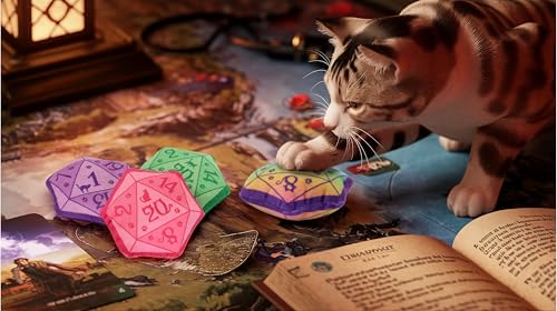 CiyvoLyeen D20 Dice Catnip Toy, DND Interactive Cat Toy Gifts for Role Playing Tabletop Game Soft Plush Funny Cute Kitten Teething Chew Pet Supplies Cat Lover Witchy Gift Idea Dnd Accessories Set of 5 - style: 5 Dices