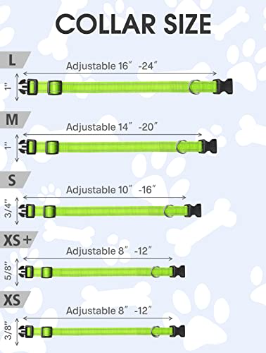 Reflective Dog Collar, Sturdy Nylon Collars for Puppy and Extra Small Girl and Boy Dogs, Adjustable Dog Collar with Quick Release Buckle,Green,3/8" Width - color: Green, size: X-Small (Pack of 1)