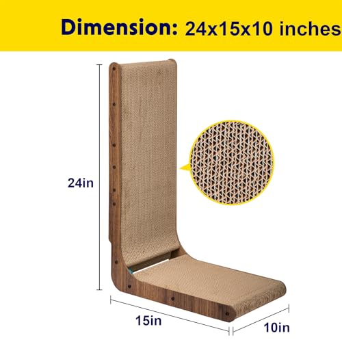 Cat Scratcher with Cat Toys Ball Track, Build-in Ball, L-Shaped Scratcher, Cardboard Lounge Bed, Stable and Durable, Furniture Protector, Reversible - color: L-Brown