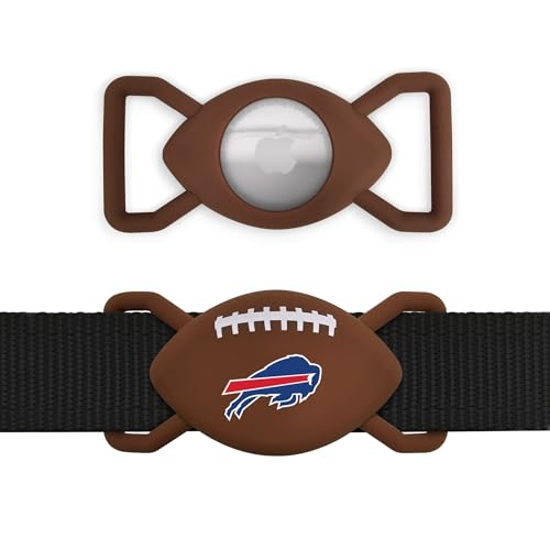 NFL Buffalo Bills Football Apple AIR TAG Holder for Dogs, Case for Apple Airtag Tracker, GPS Dog Tracking Device Collar Holder - color: BUFFALO BILLS, size: 1 Pack, style: Pull-through Collar