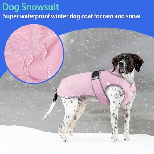 MIGOHI Reflective Dog Coat, Waterproof Winter Jacket, Fleece Lined, Small, Pink - color: Pink, size: Small