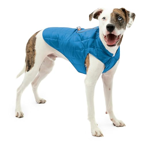 Kurgo Loft Dog Jacket - Reversible Cozy Coat for Outdoor Adventures - Water Resistant - Athletic Fit - Machine Washable Fabric - Reflective Dog Gear - Medium - Coastal Blue - color: Coastal Blue/Orange, size: Medium